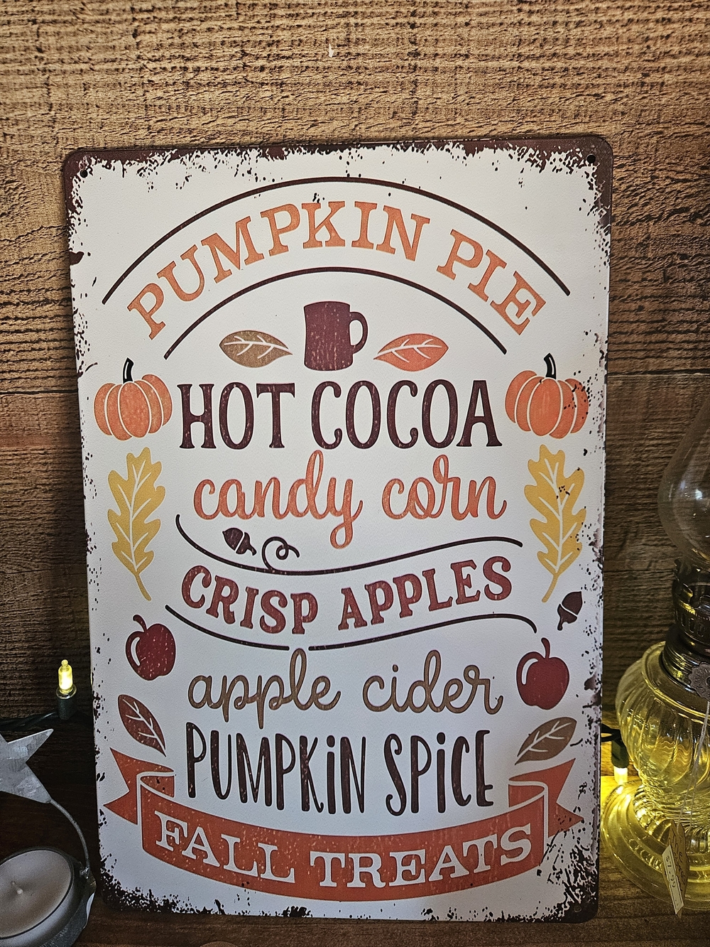 Autumn Pumpkin Spice Wall Sign - Orange/Brown